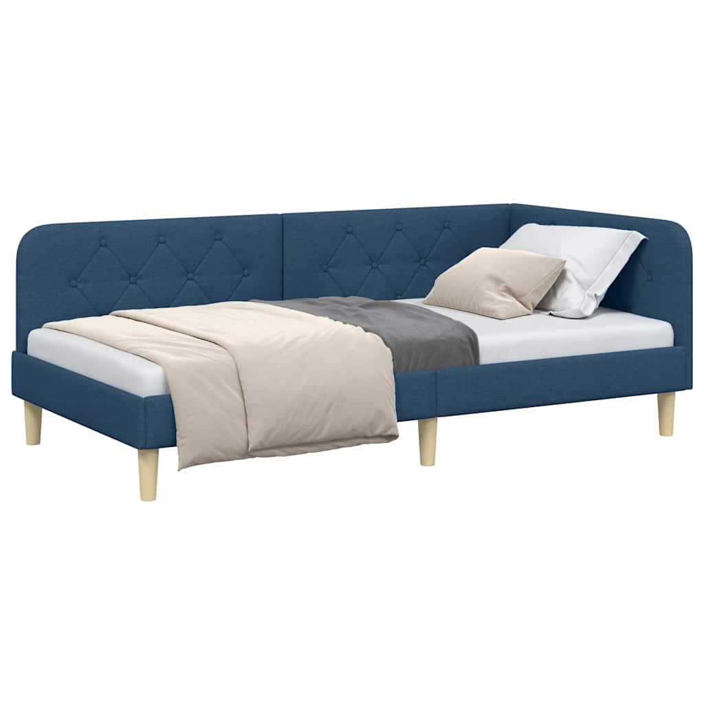 Eckbettgestell Blau 90 x 200 cm Stoff