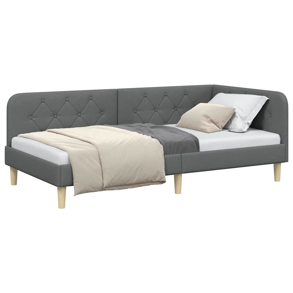 Eckbettgestell Dunkelgrau 100 x 200 cm Stoff