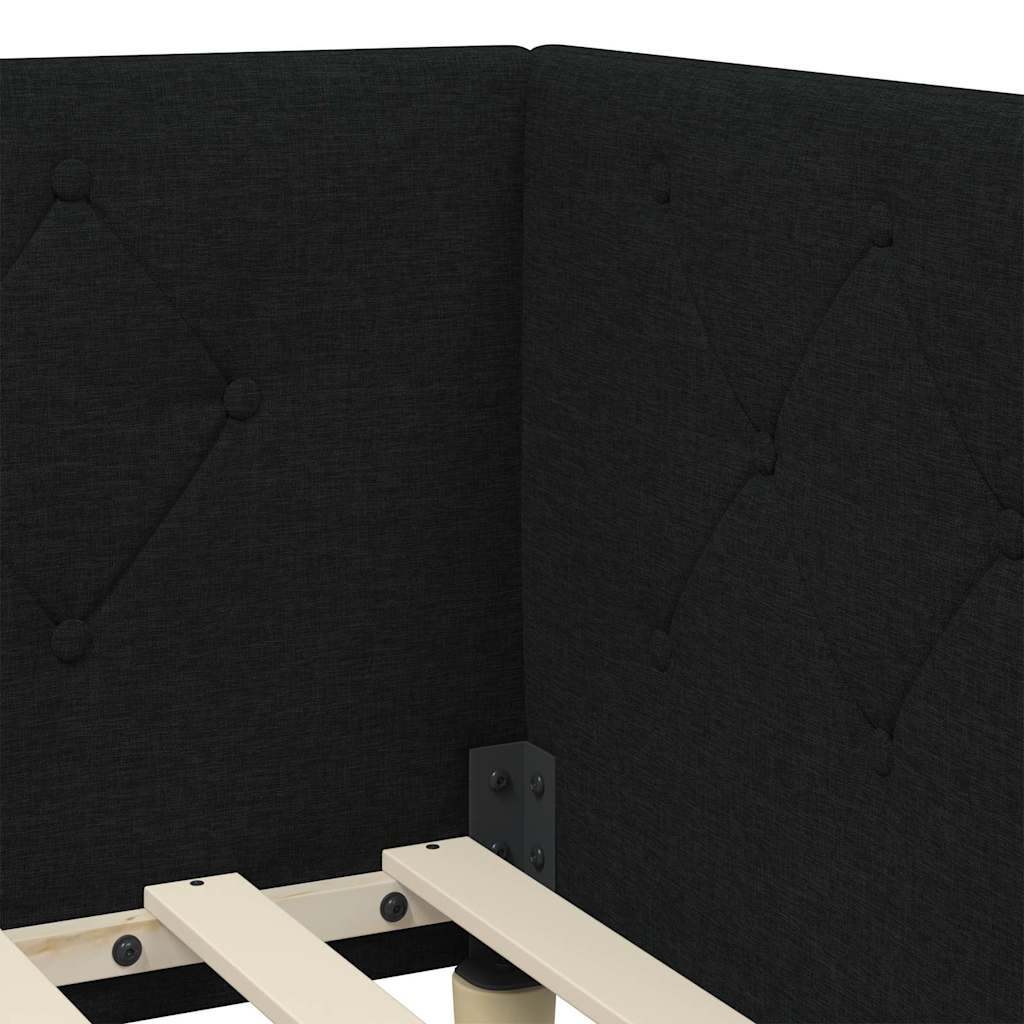 Eckbettgestell Schwarz 100 x 200 cm Stoff