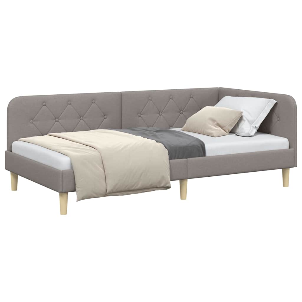 Eckbettgestell Taupe 100 x 200 cm Stoff