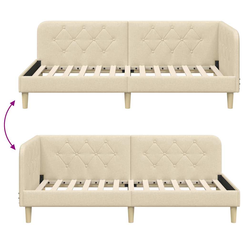 Eckbettgestell Creme 100 x 200 cm Stoff