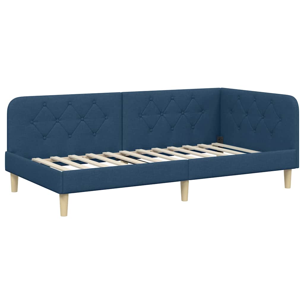 Eckbettgestell Blau 100 x 200 cm Stoff