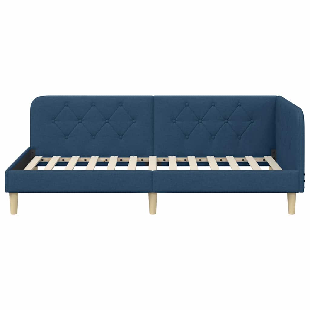 Eckbettgestell Blau 100 x 200 cm Stoff