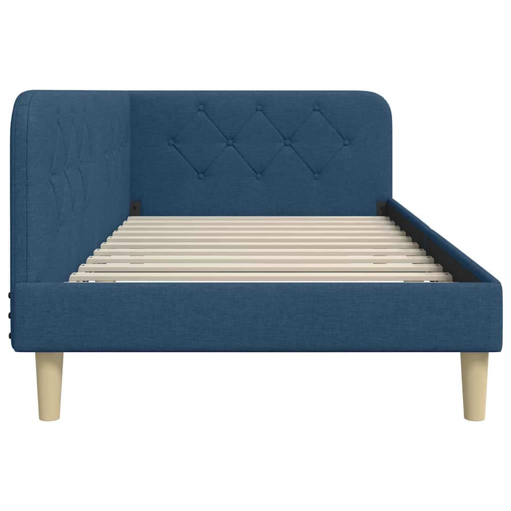 Eckbettgestell Blau 100 x 200 cm Stoff