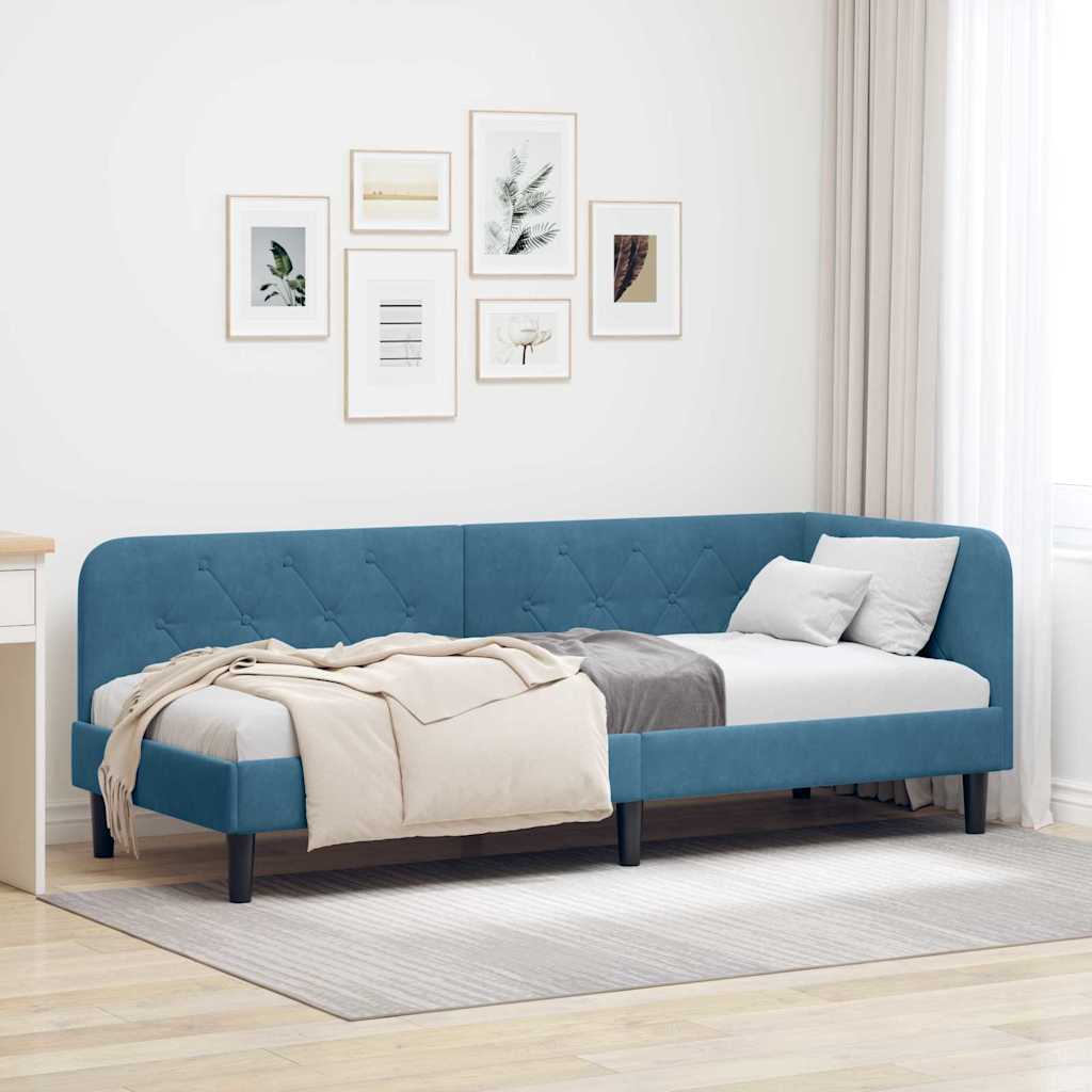 Eckbettgestell Blau 80 x 200 cm Samt