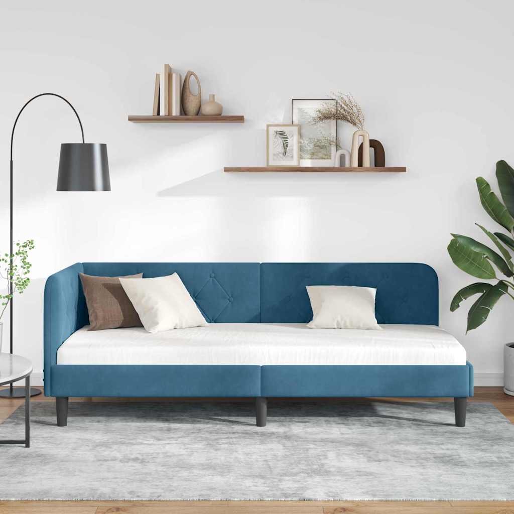 Eckbettgestell Blau 80 x 200 cm Samt