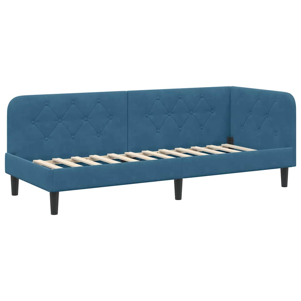 Eckbettgestell Blau 80 x 200 cm Samt