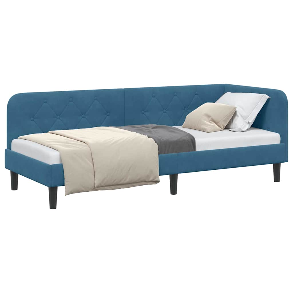 Eckbettgestell Blau 80 x 200 cm Samt