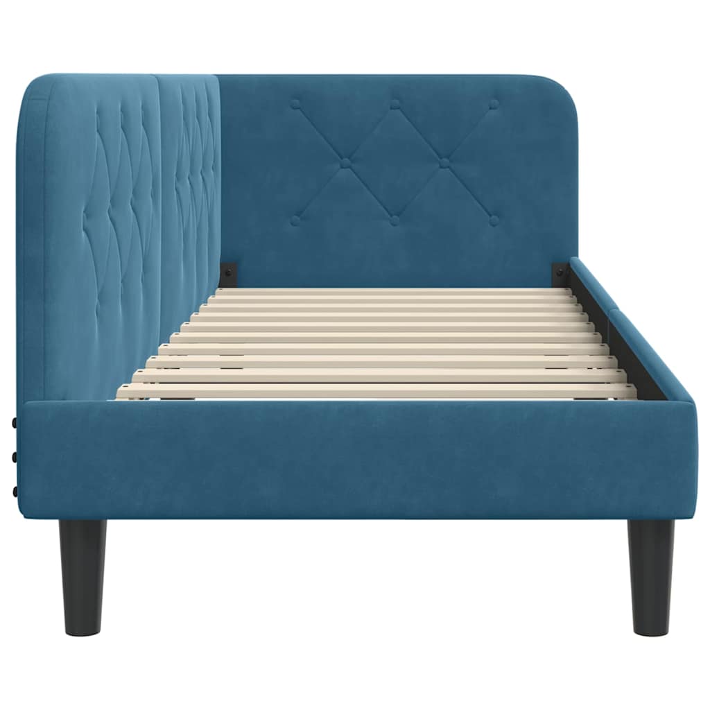 Eckbettgestell Blau 80 x 200 cm Samt