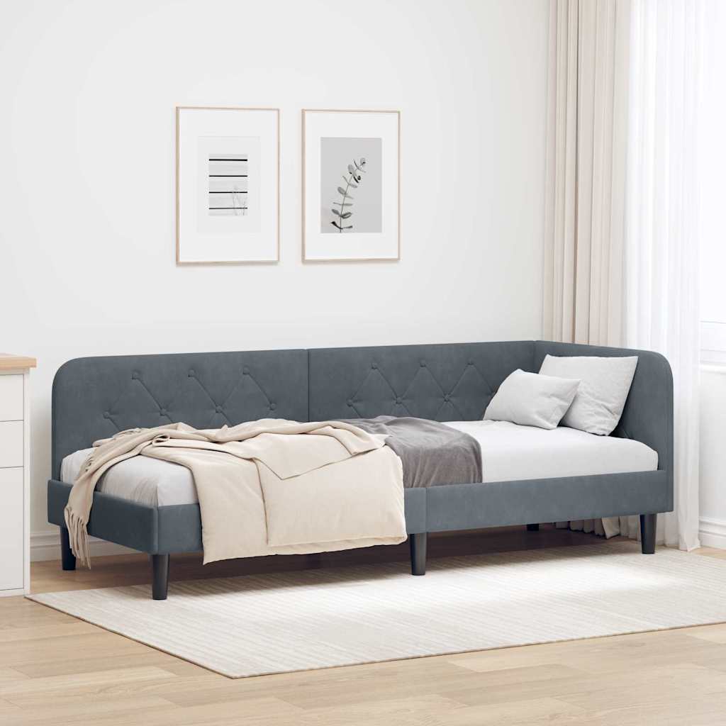 Eckbettgestell Dunkelgrau 80 x 200 cm Samt