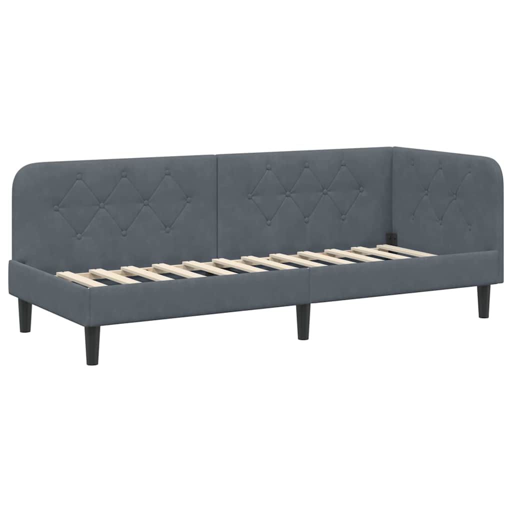 Eckbettgestell Dunkelgrau 80 x 200 cm Samt