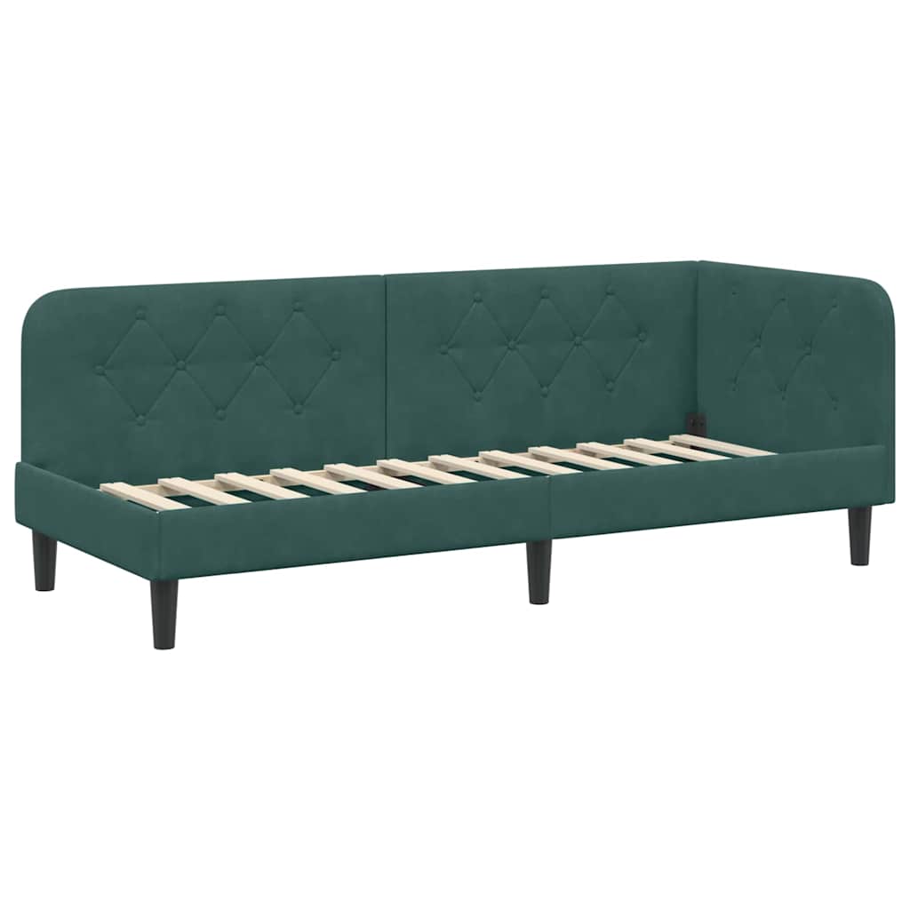 Eckbettgestell Dunkelgrün 80 x 200 cm Samt