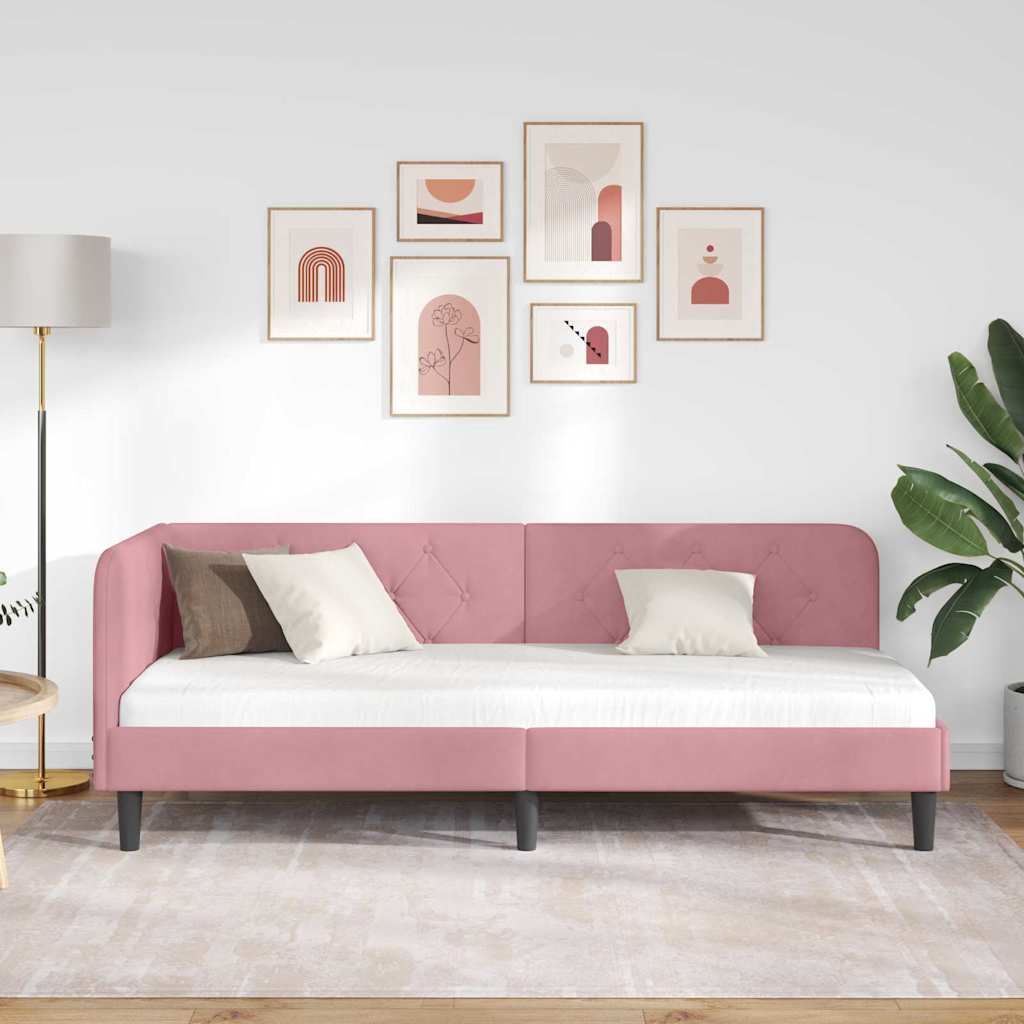 Eckbettgestell Rosa 80 x 200 cm Samt