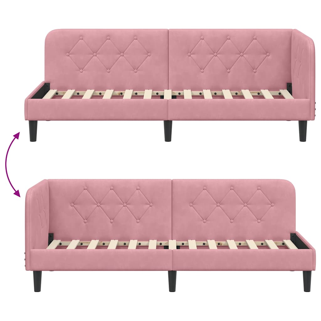 Eckbettgestell Rosa 80 x 200 cm Samt