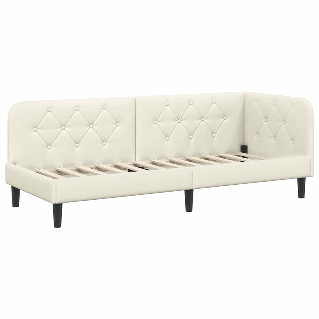 Eckbettgestell Creme 80 x 200 cm Samt