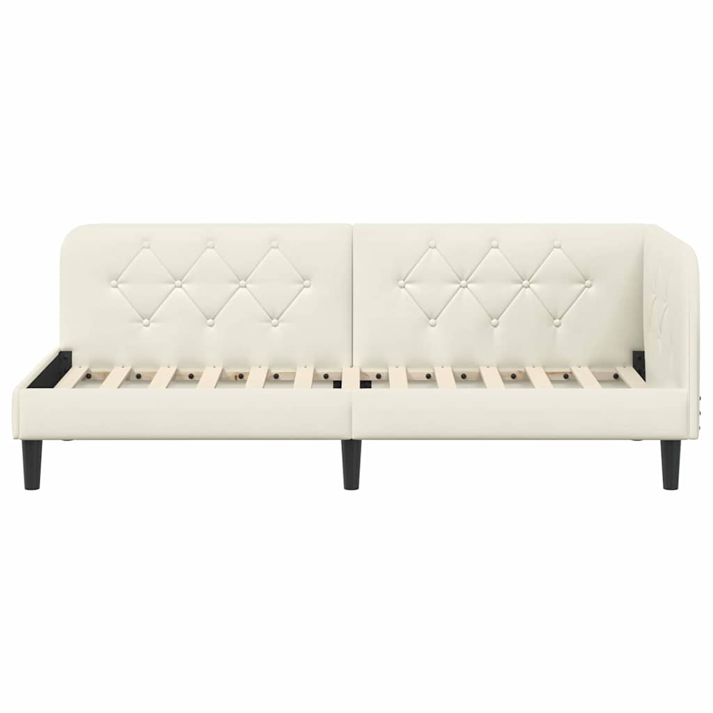 Eckbettgestell Creme 80 x 200 cm Samt