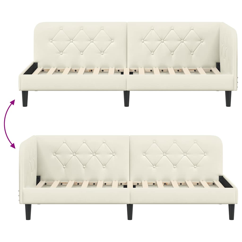 Eckbettgestell Creme 80 x 200 cm Samt