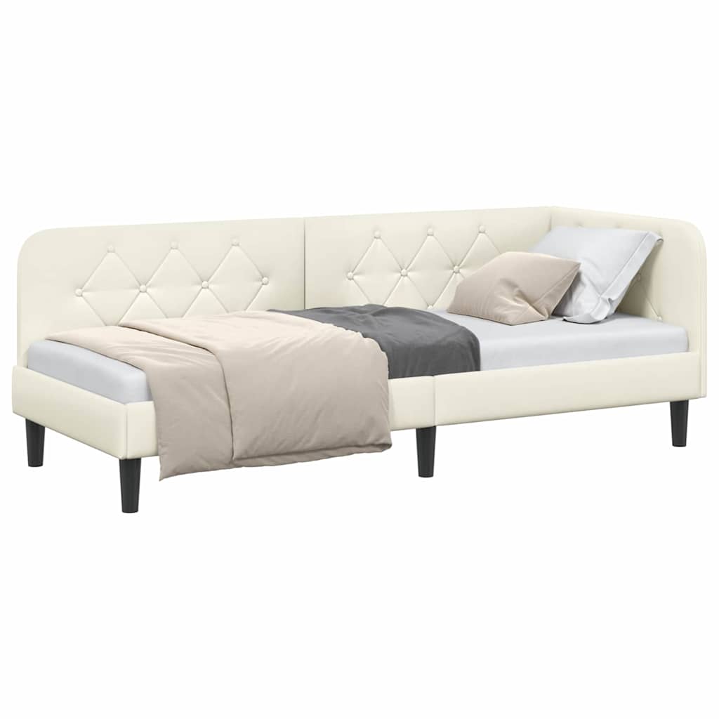 Eckbettgestell Creme 80 x 200 cm Samt