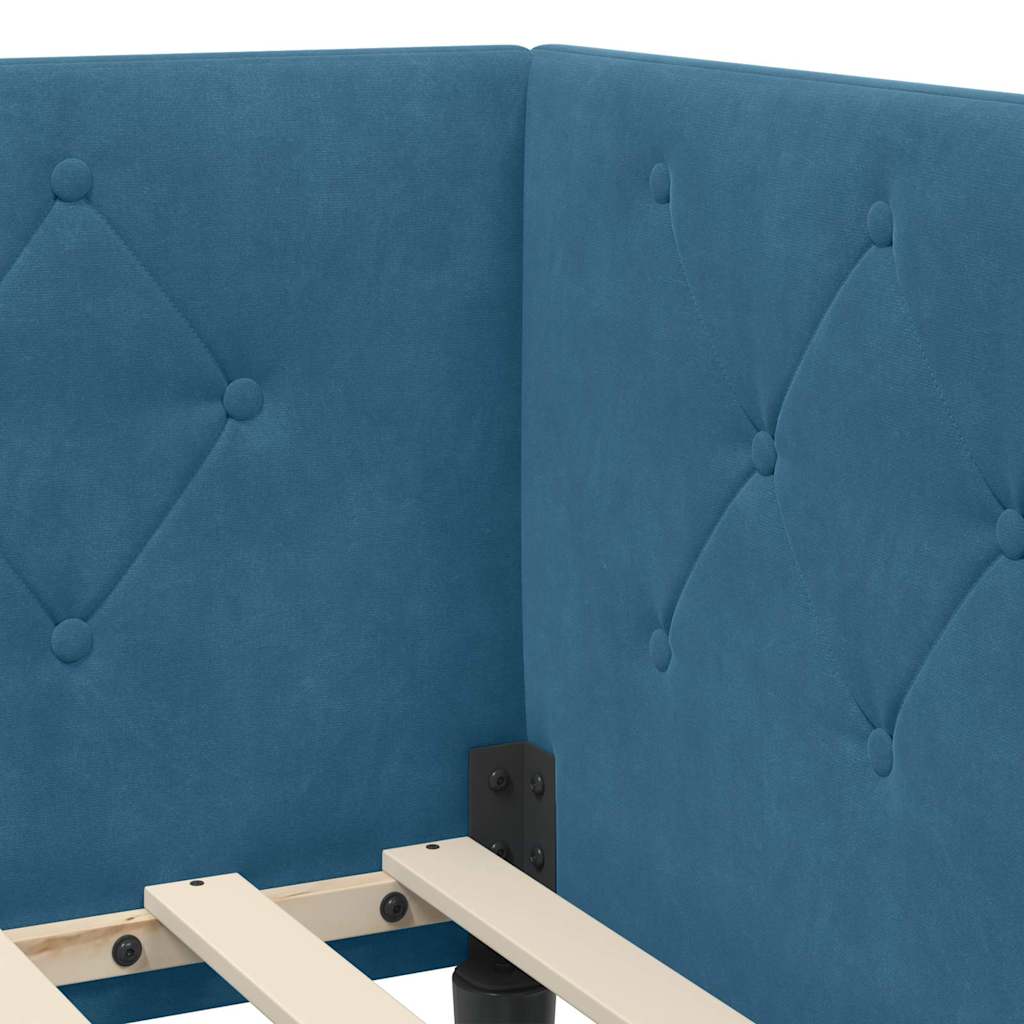 Eckbettgestell Blau 90 x 190 cm Samt