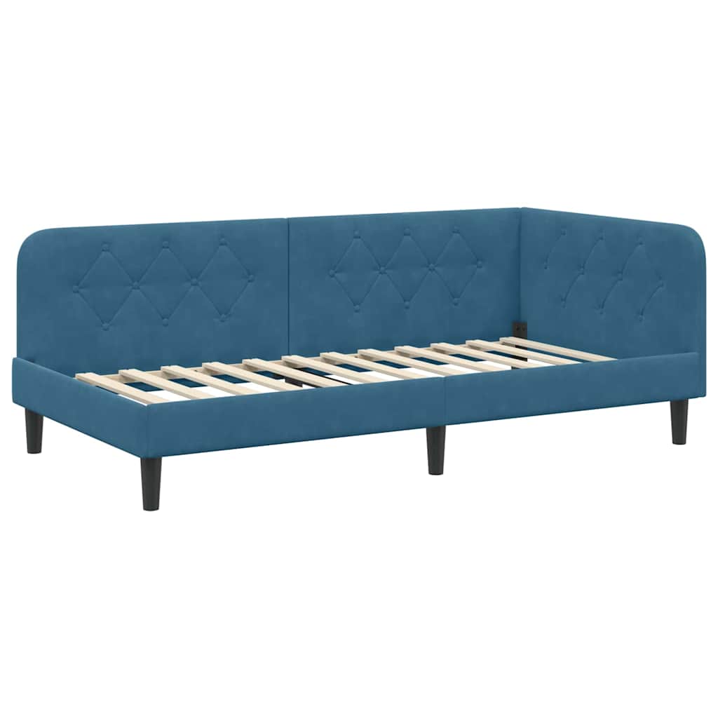 Eckbettgestell Blau 90 x 190 cm Samt