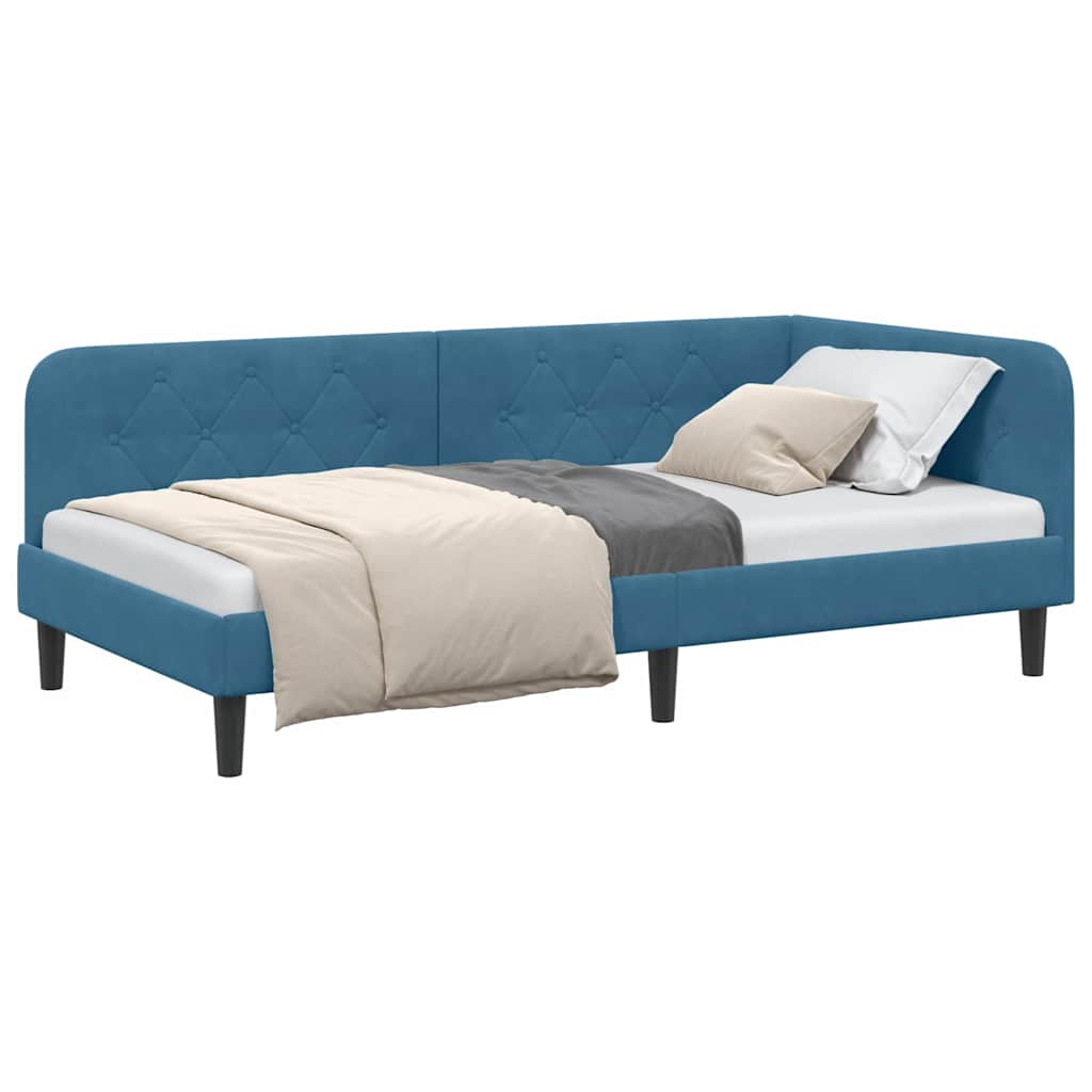 Eckbettgestell Blau 90 x 190 cm Samt