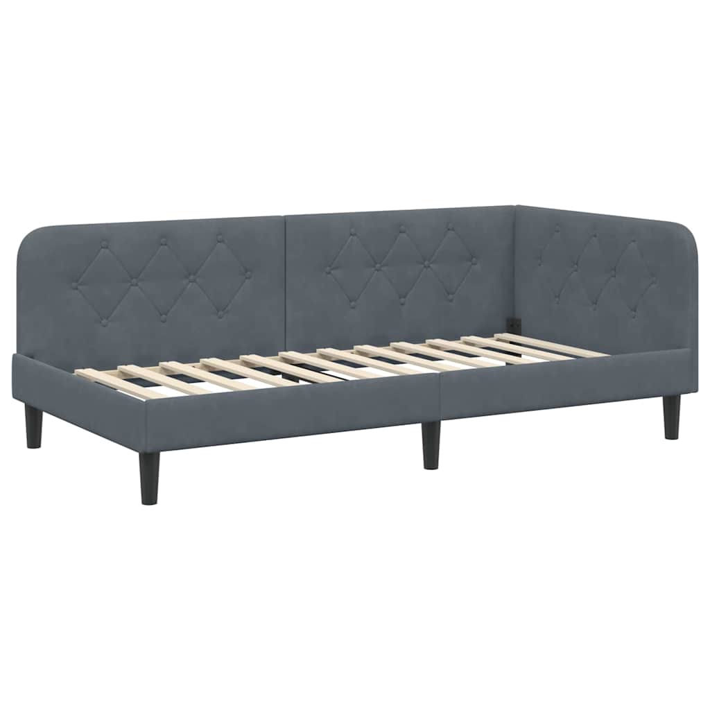 Eckbettgestell Dunkelgrau 90 x 190 cm Samt