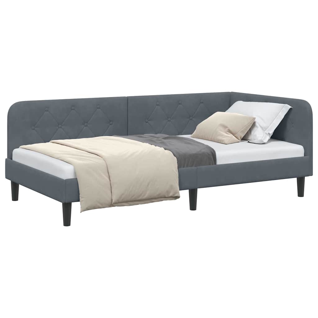 Eckbettgestell Dunkelgrau 90 x 190 cm Samt
