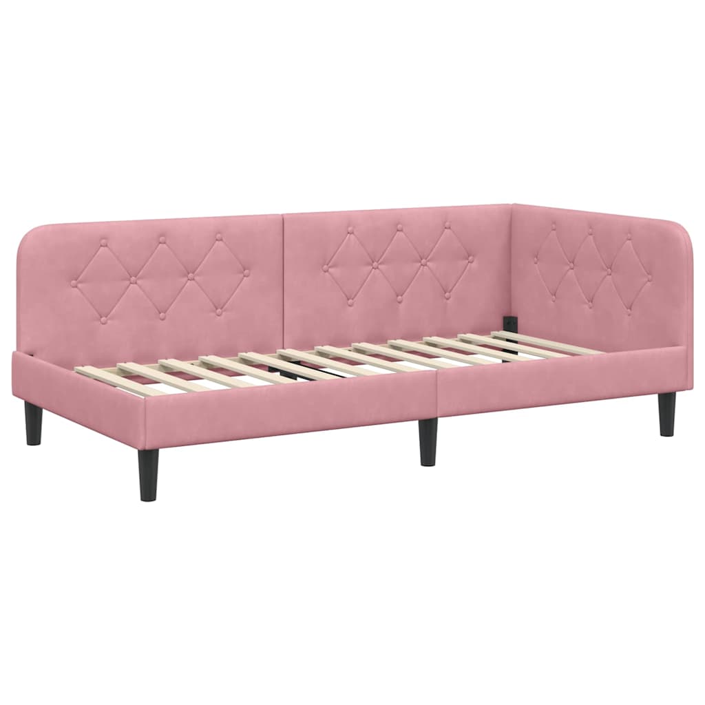 Eckbettgestell Rosa 90 x 190 cm Samt