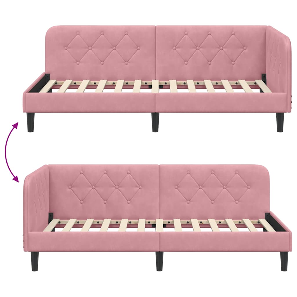 Eckbettgestell Rosa 90 x 190 cm Samt
