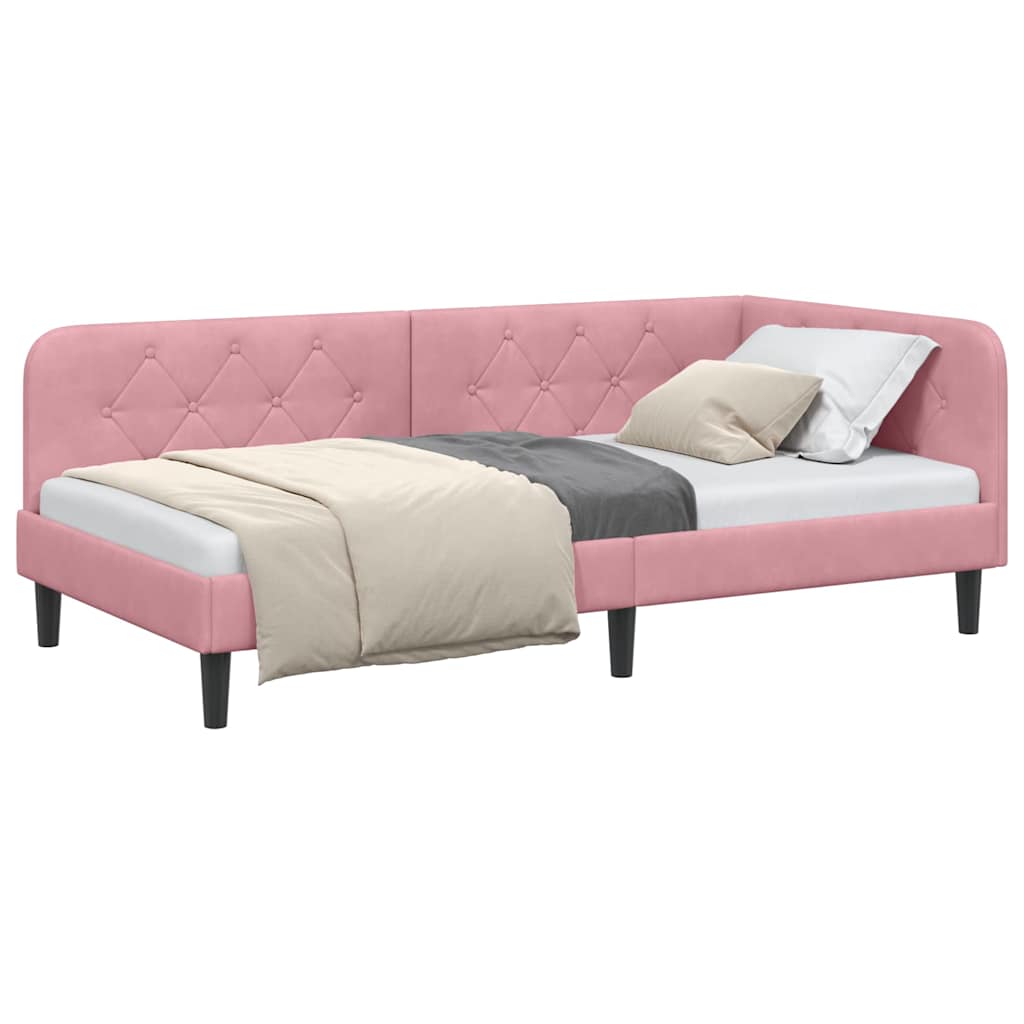 Eckbettgestell Rosa 90 x 190 cm Samt