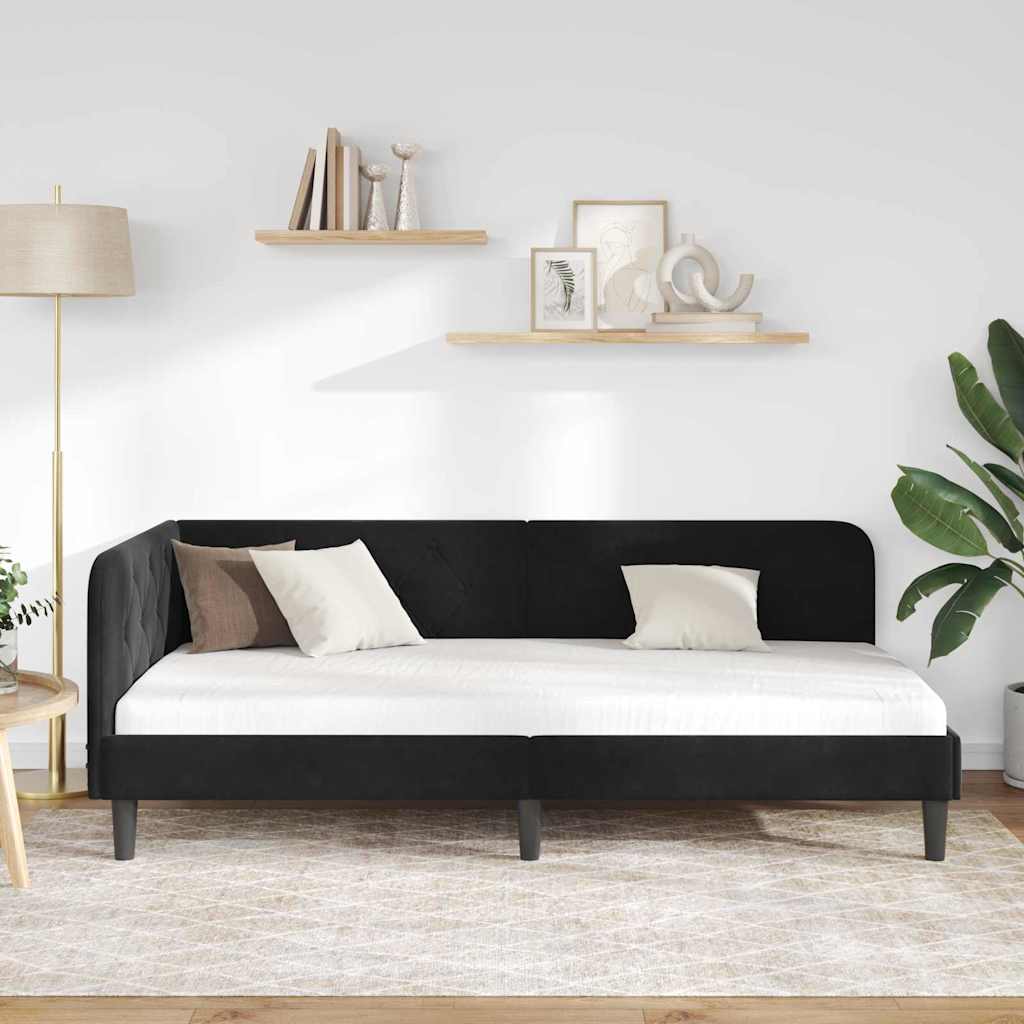 Eckbettgestell Schwarz 90 x 190 cm Samt