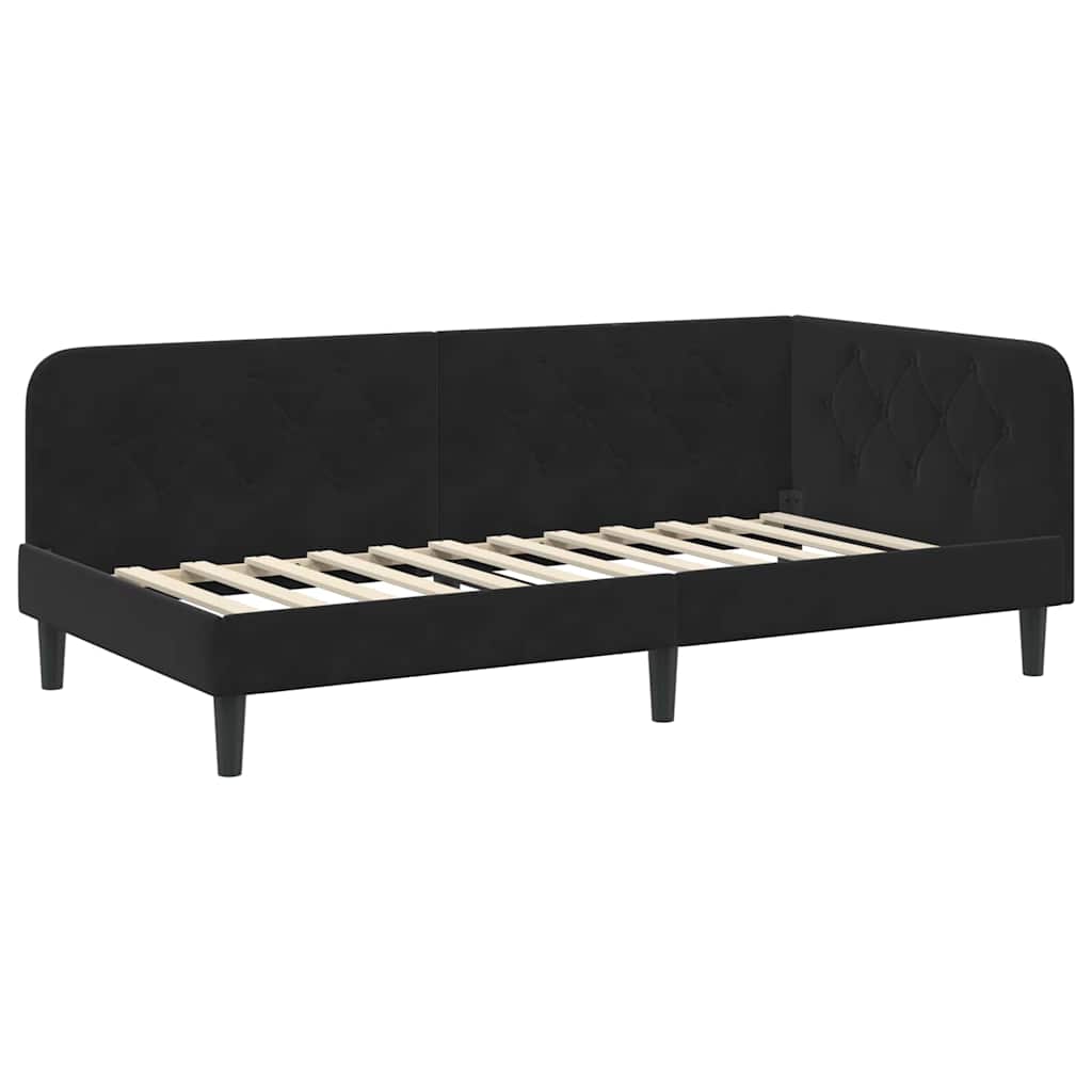 Eckbettgestell Schwarz 90 x 190 cm Samt