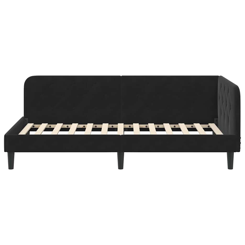 Eckbettgestell Schwarz 90 x 190 cm Samt