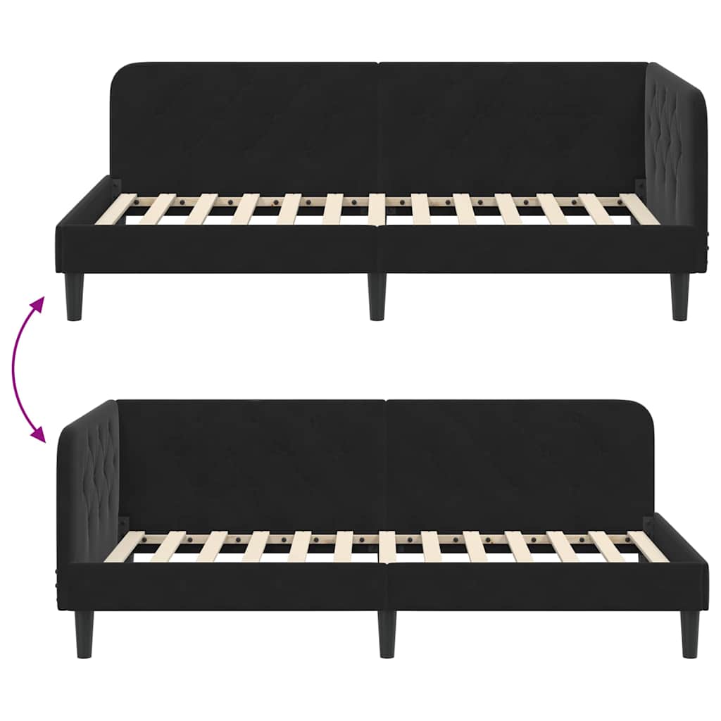 Eckbettgestell Schwarz 90 x 190 cm Samt