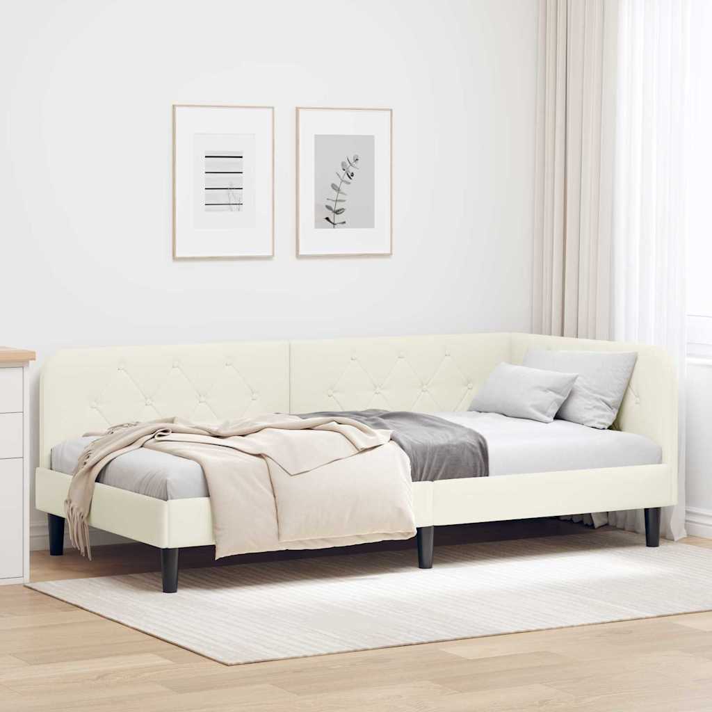 Eckbettgestell Creme 90 x 190 cm Samt