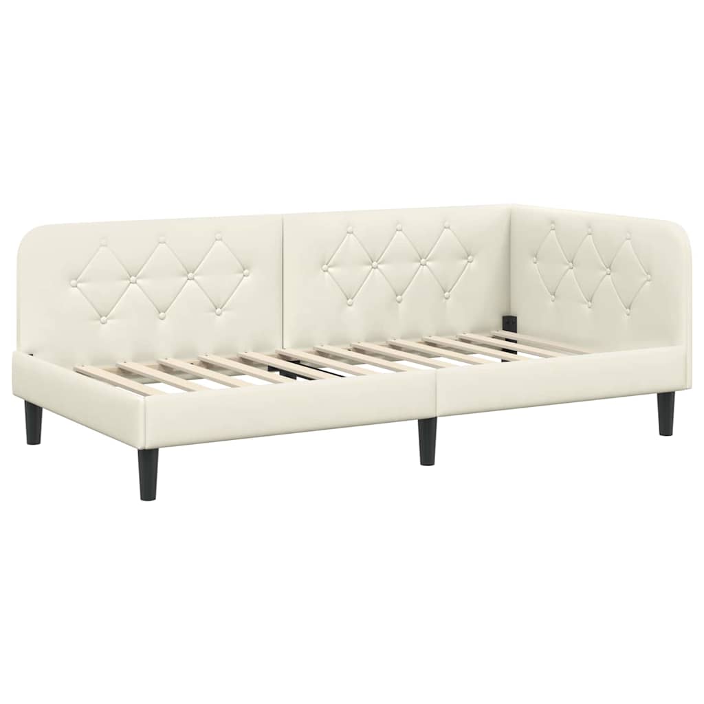 Eckbettgestell Creme 90 x 190 cm Samt