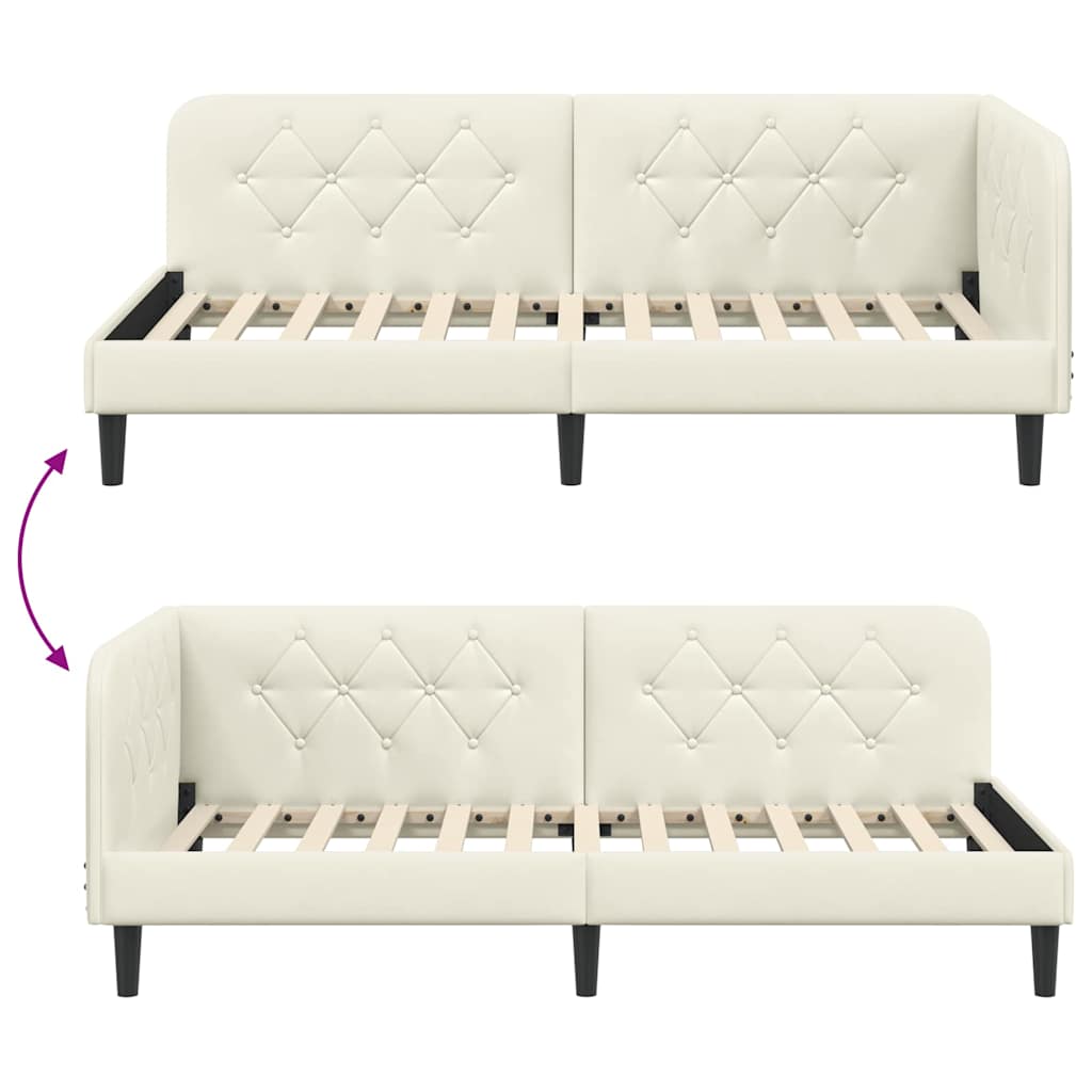 Eckbettgestell Creme 90 x 190 cm Samt