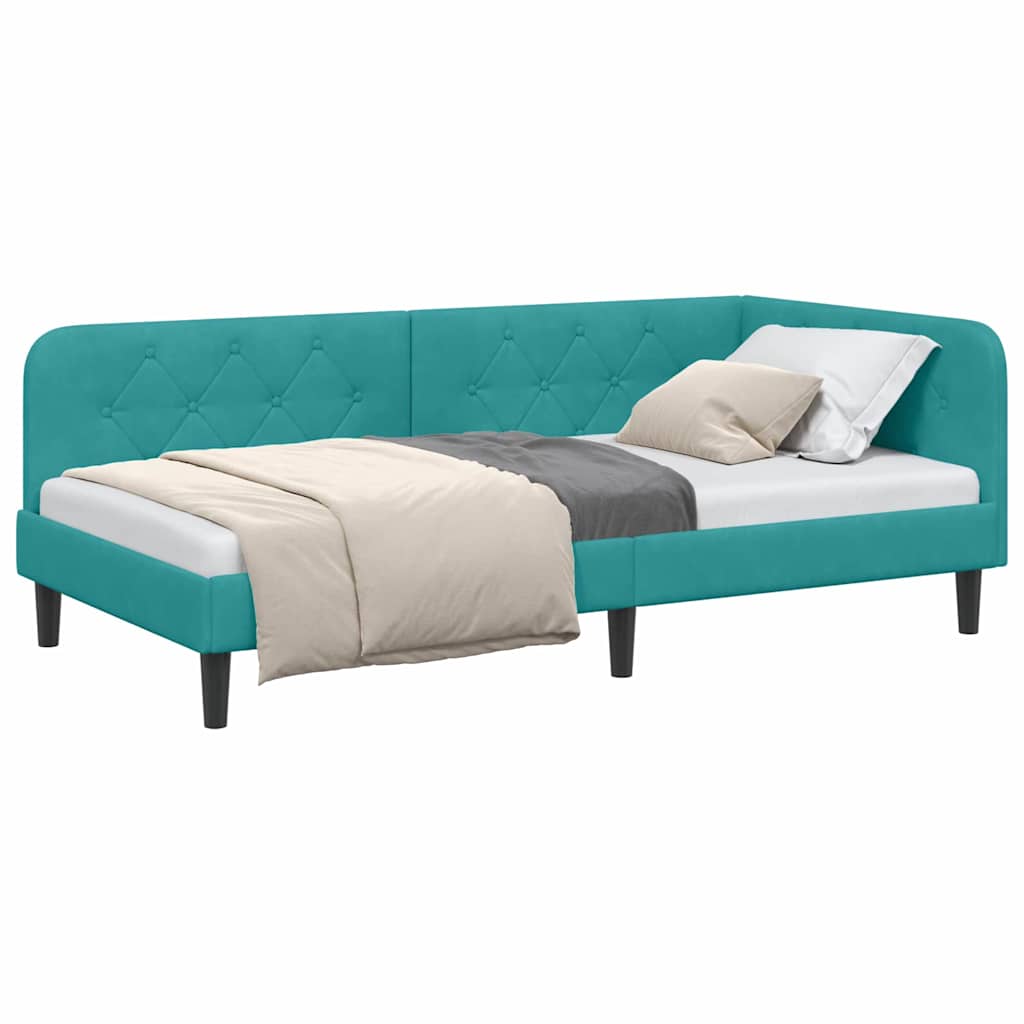 Eckbettgestell Türkis 90 x 190 cm Samt