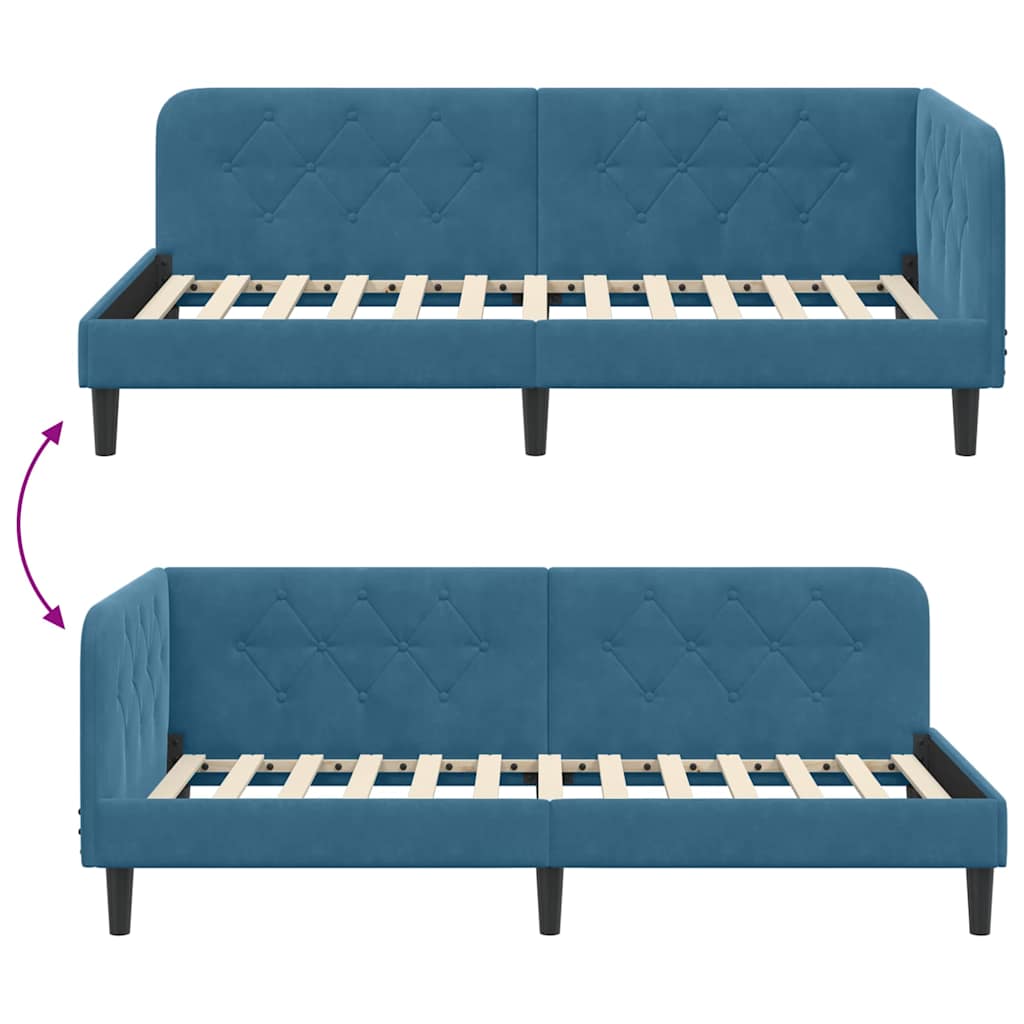 Eckbettgestell Blau 90 x 200 cm Samt
