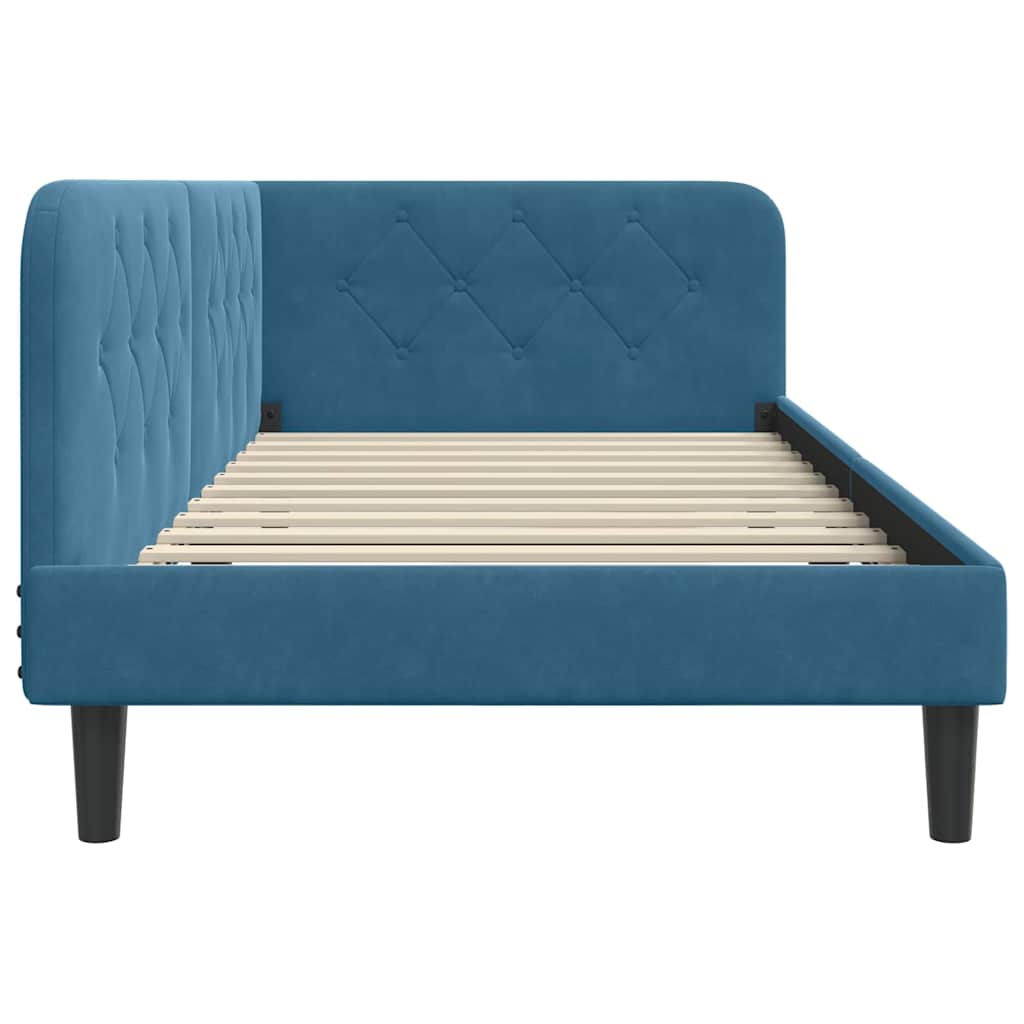 Eckbettgestell Blau 90 x 200 cm Samt