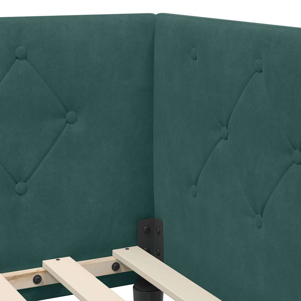 Eckbettgestell Dunkelgrün 90 x 200 cm Samt
