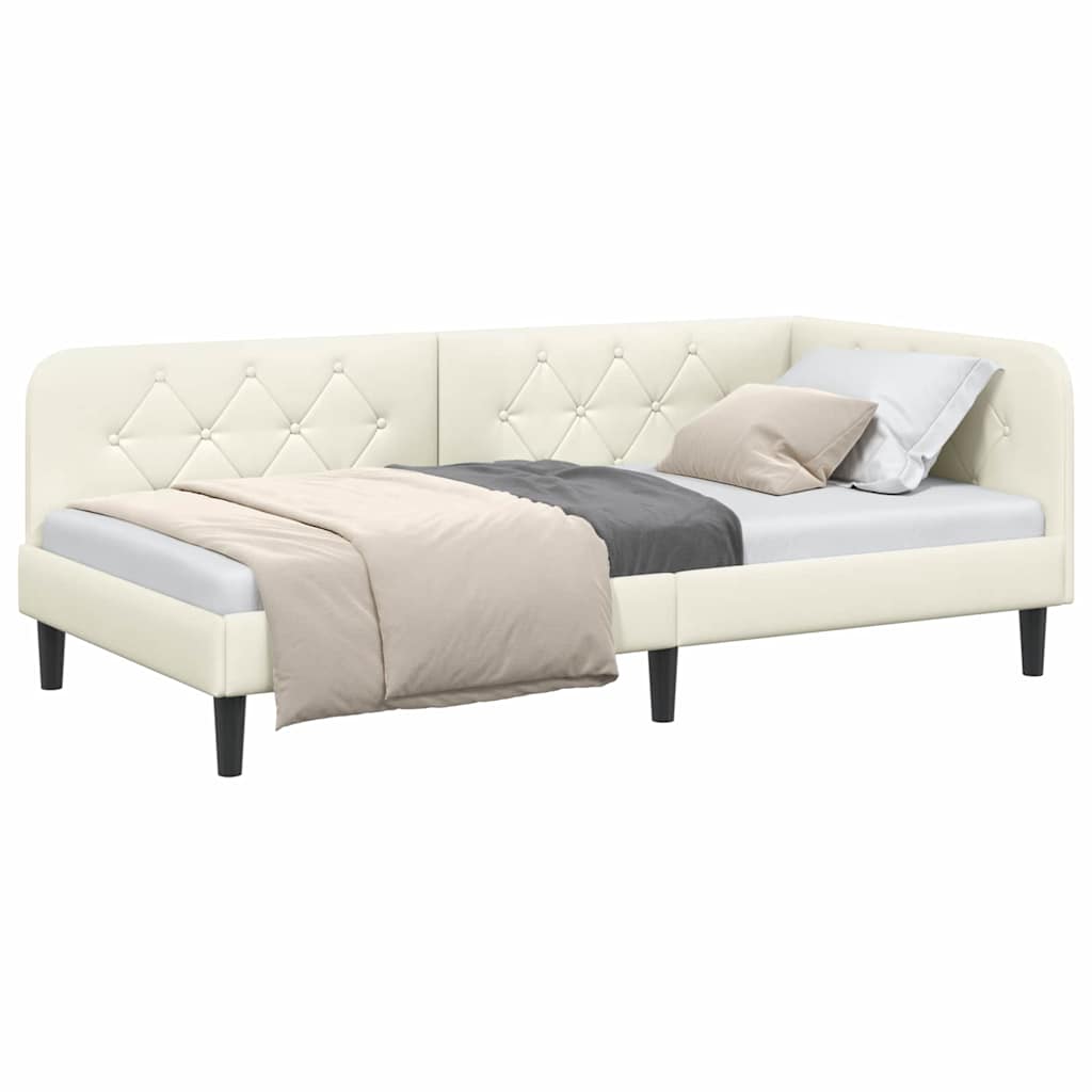 Eckbettgestell Creme 90 x 200 cm Samt