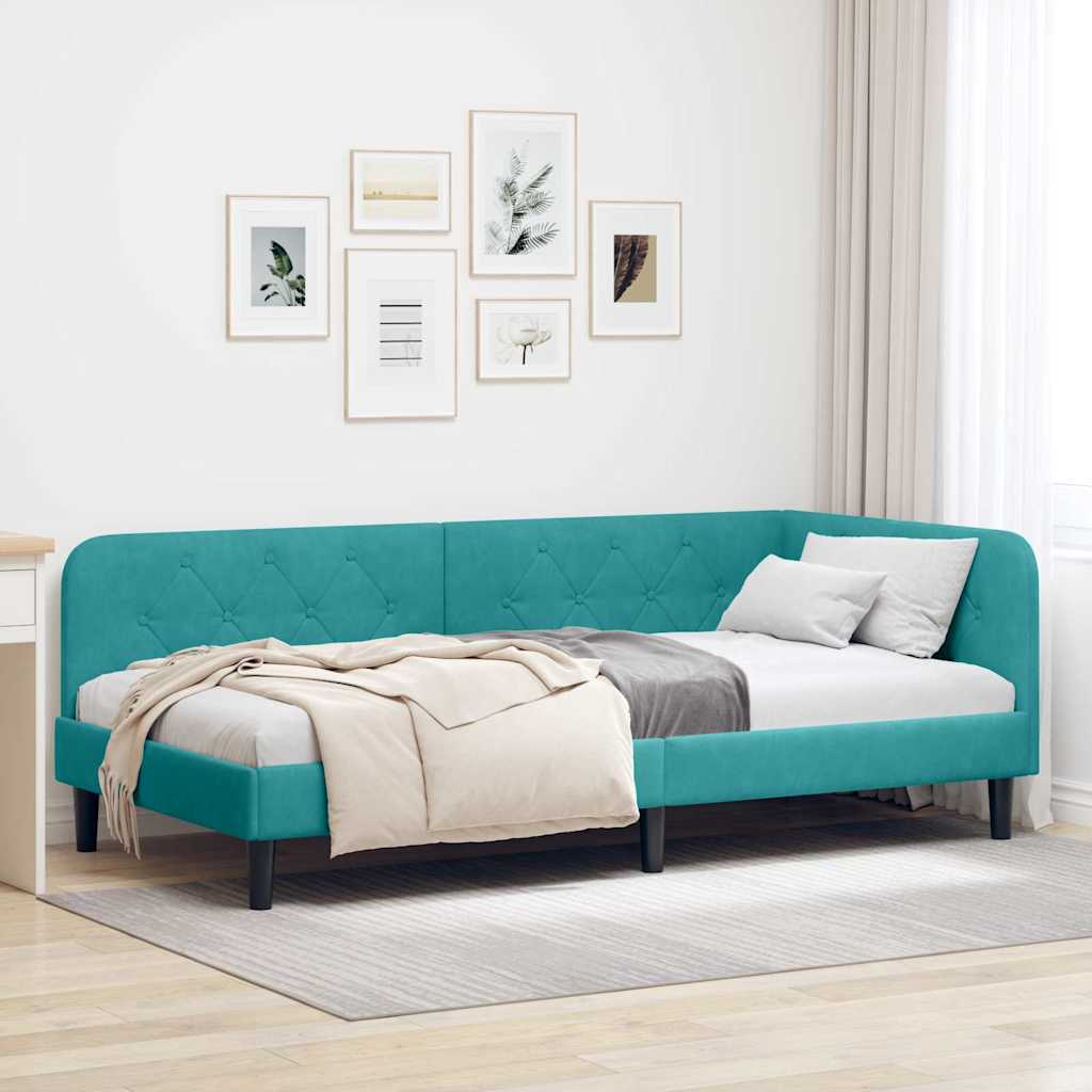 Eckbettgestell Türkis 90 x 200 cm Samt