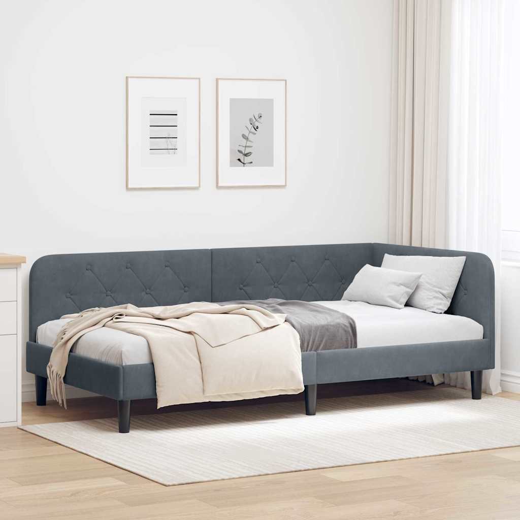 Eckbettgestell Dunkelgrau 100 x 200 cm Samt