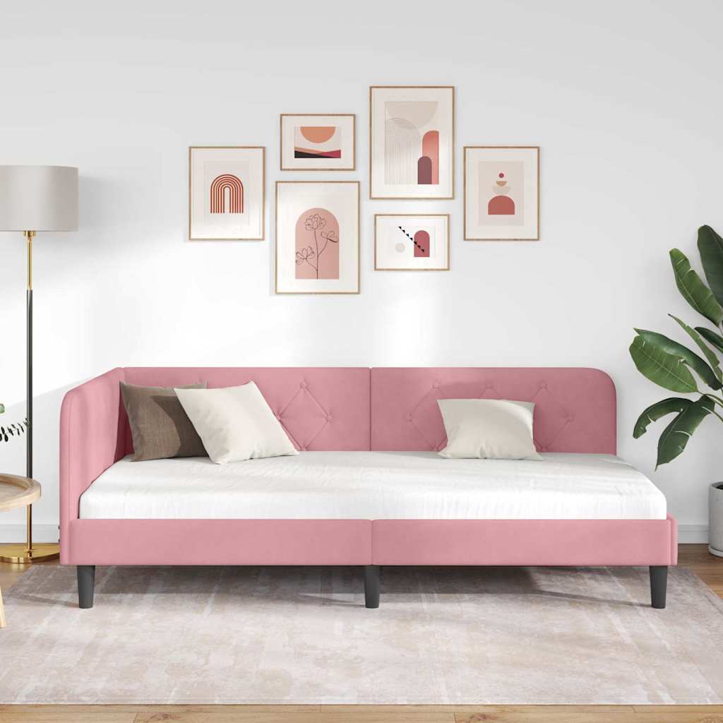 Eckbettgestell Rosa 100 x 200 cm Samt