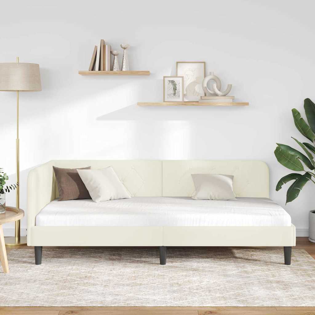 Eckbettgestell Creme 100 x 200 cm Samt