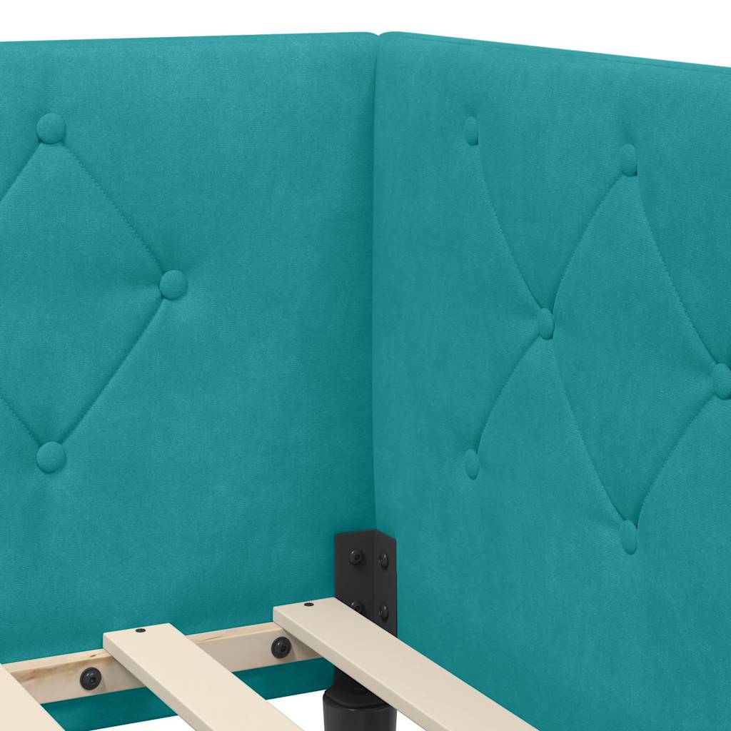 Eckbettgestell Türkis 100 x 200 cm Samt