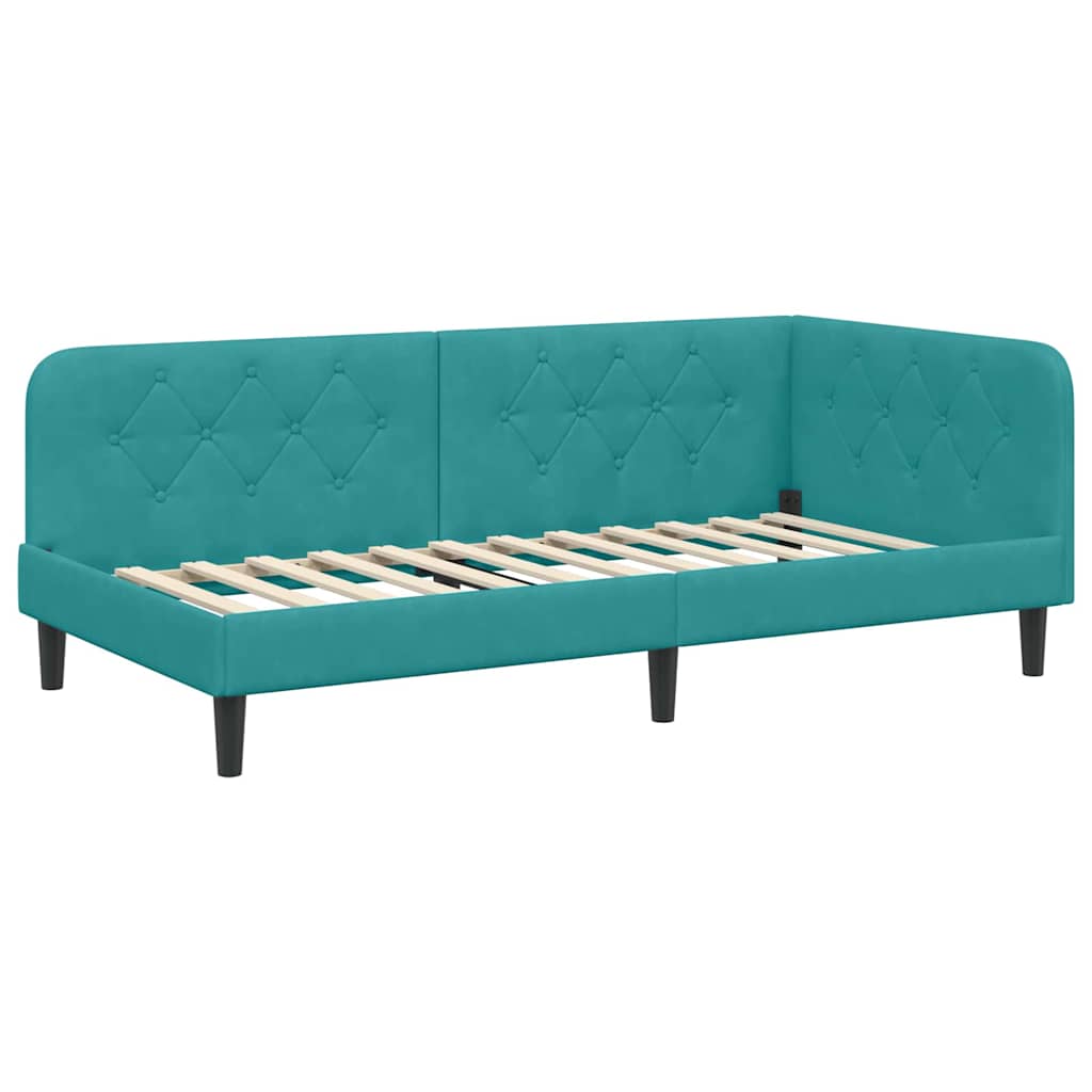 Eckbettgestell Türkis 100 x 200 cm Samt