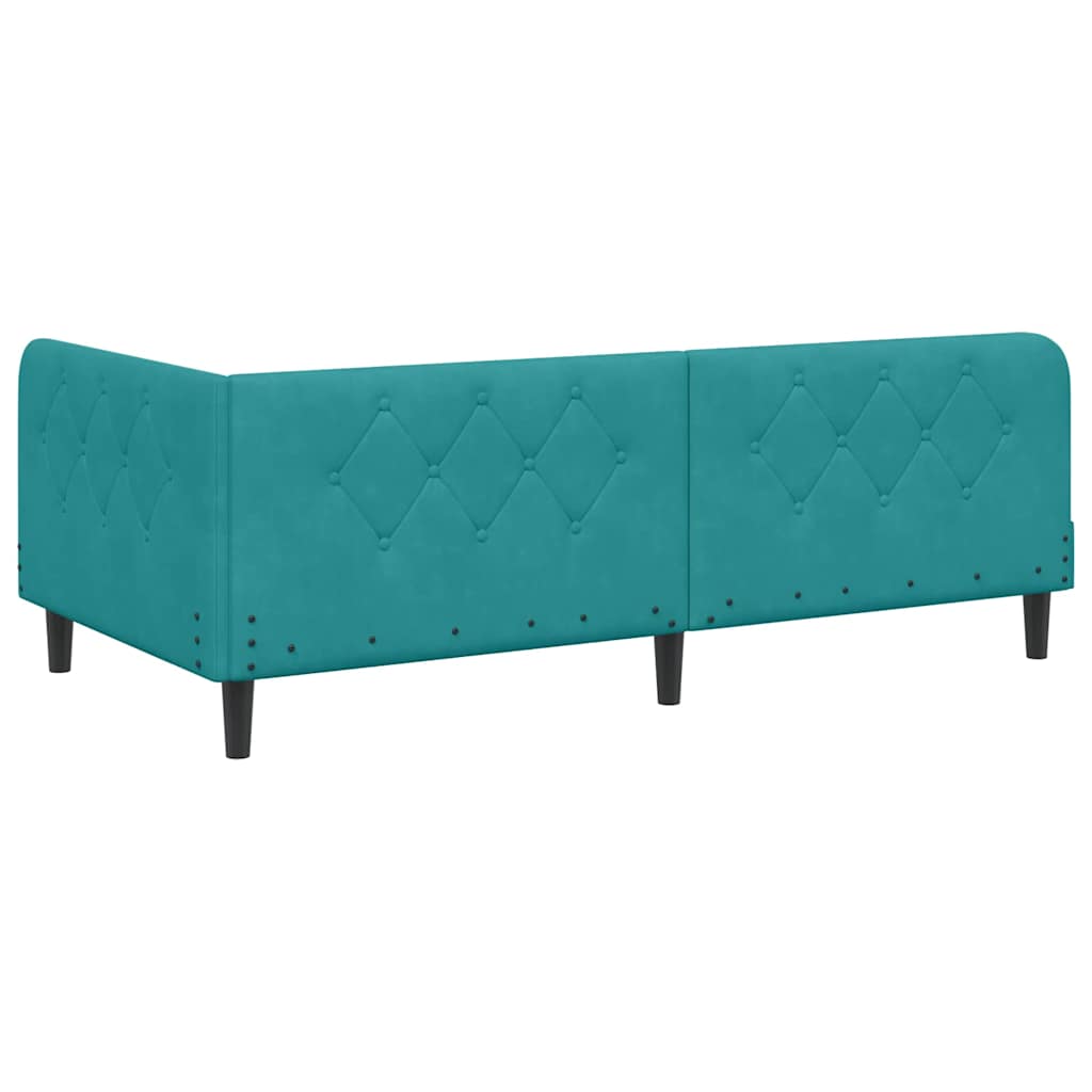 Eckbettgestell Türkis 100 x 200 cm Samt