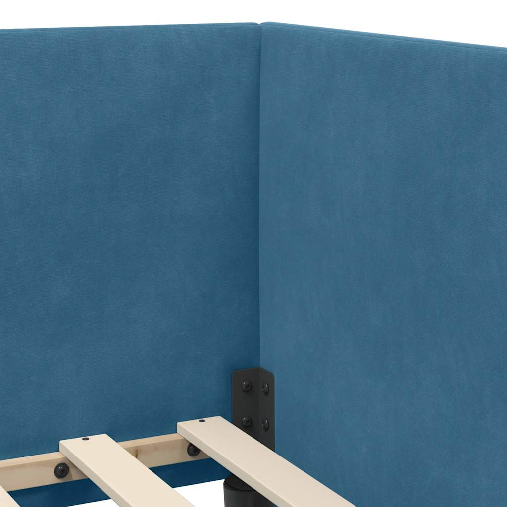 Eckbettgestell mit Kopfteil Blau 80 cm x 200 cm Samt